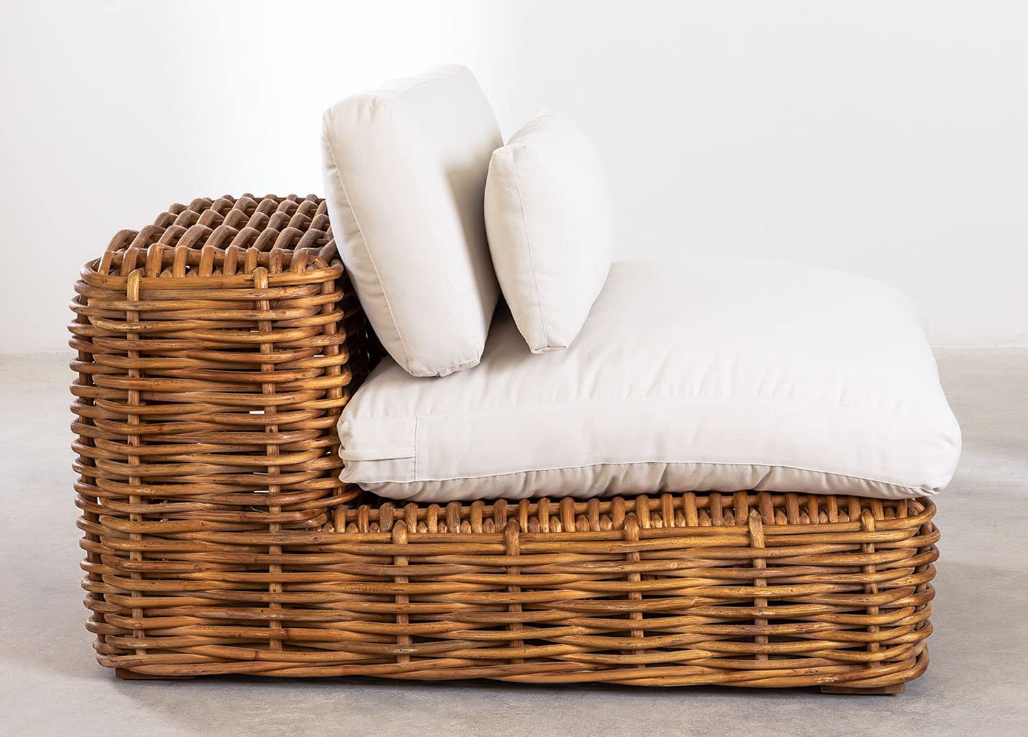 Sklum Milu modulo divano da giardino in rattan con cuscini