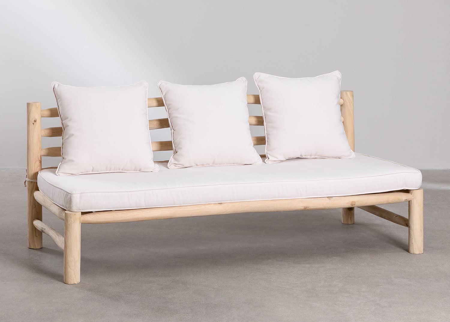 Sklum Nabila divano 3 posti in teak e tessuto sfoderabile 180 cm