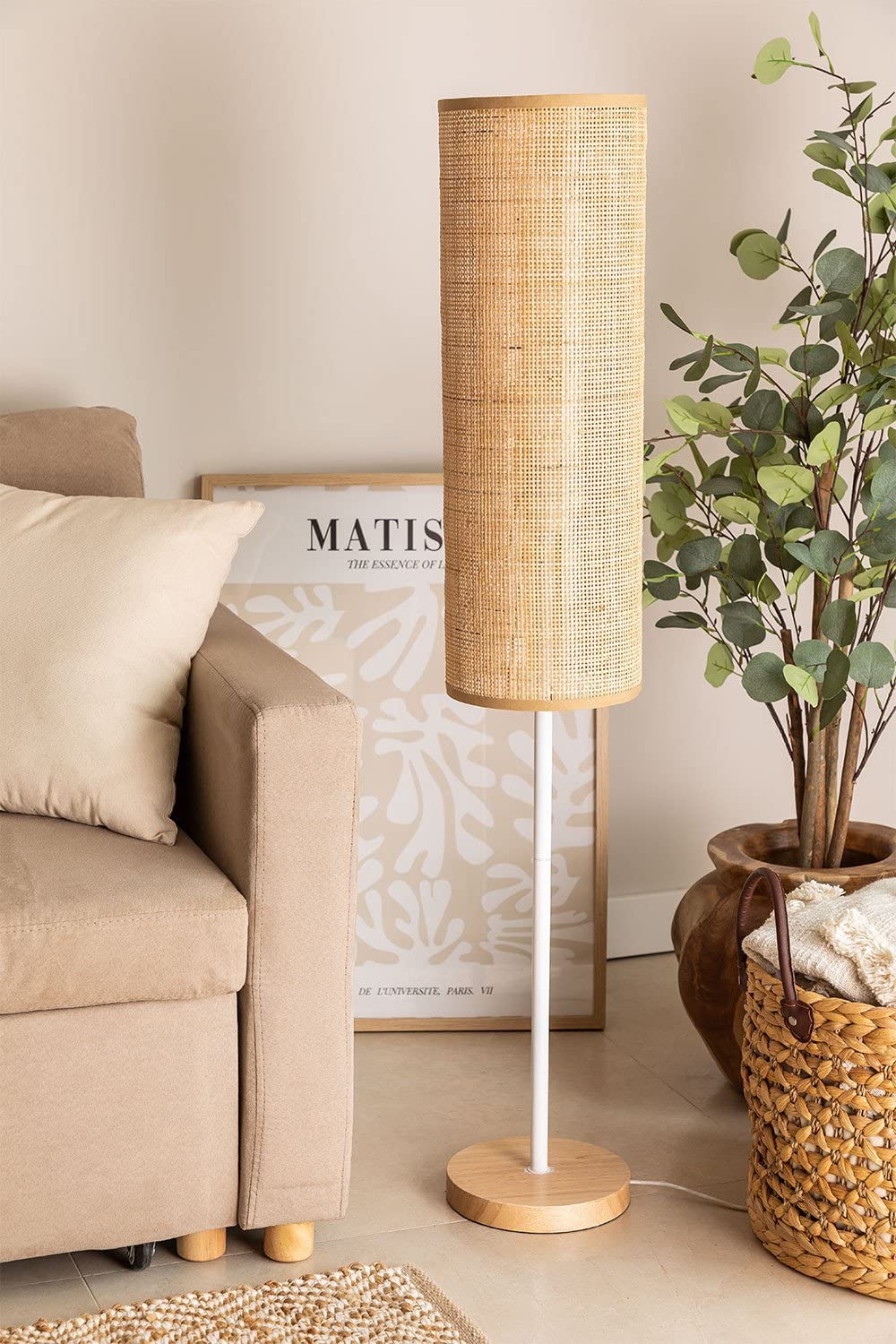 Sklum Ytse Large lampada da terra rattan naturale