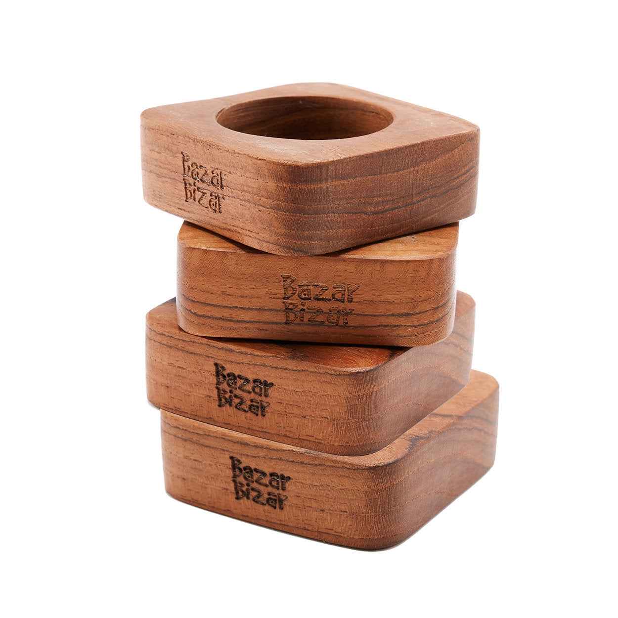 Bambua Teak Root portatovaglioli legno set 4 pezzi