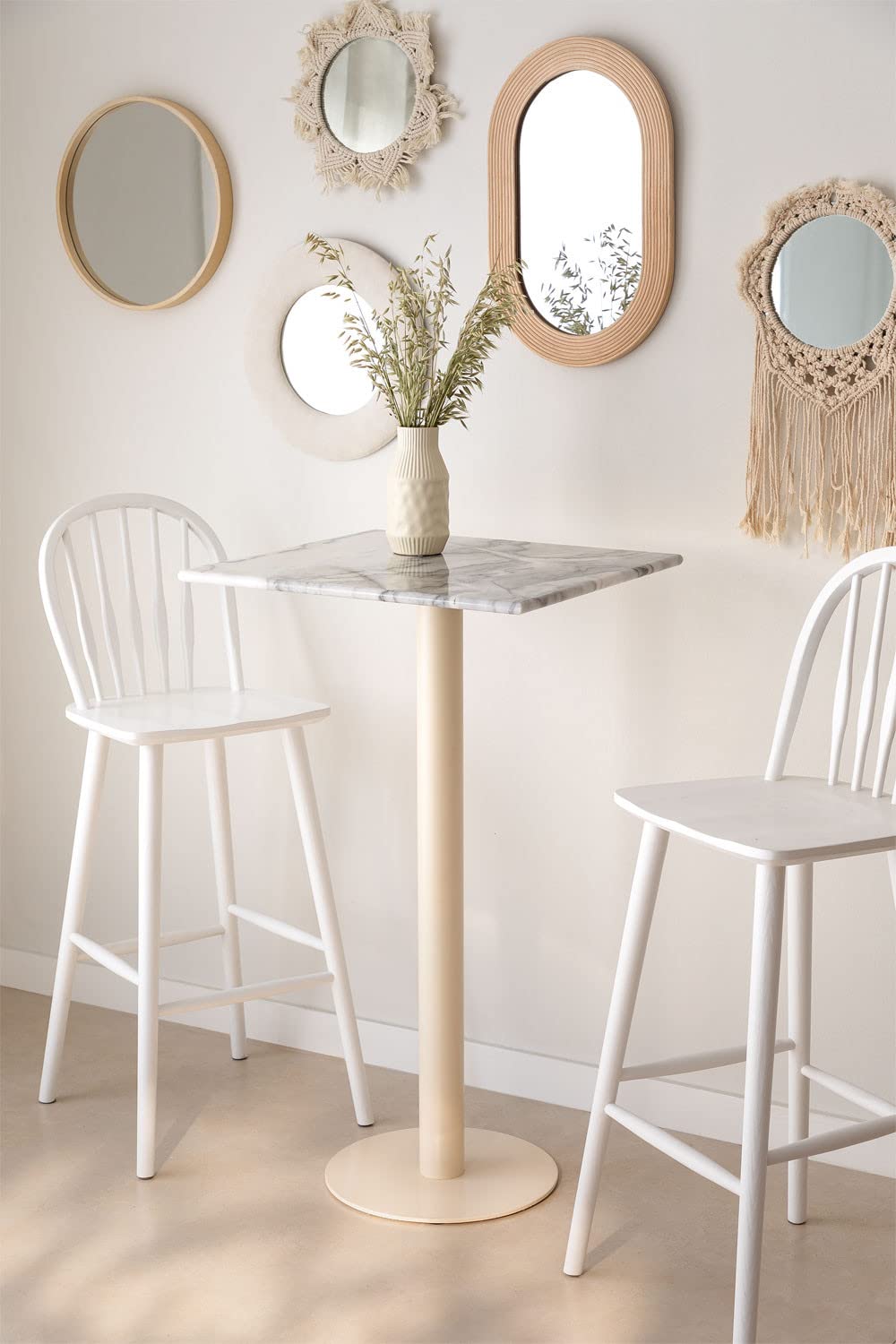 Sklum Chack Colors tavolo bar alto quadrato marmo beige 60 cm