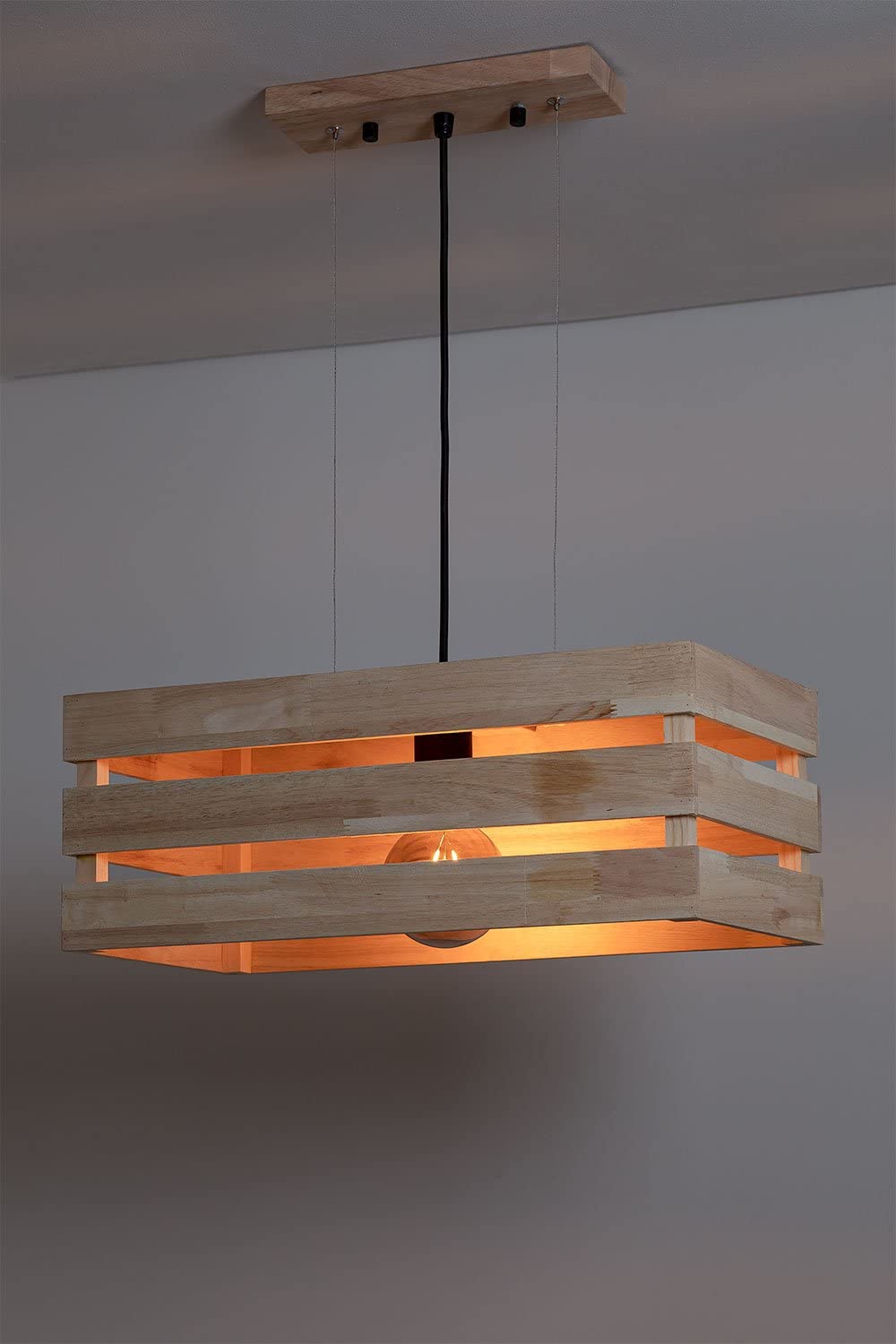 Sklum Kaixa Lampada da Soffitto Legno Naturale 50 cm