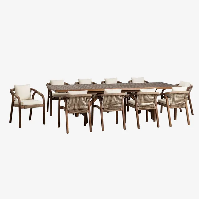 Sklum Dubai 200-300x100 set tavolo sedie giardino 10 sedie acacia