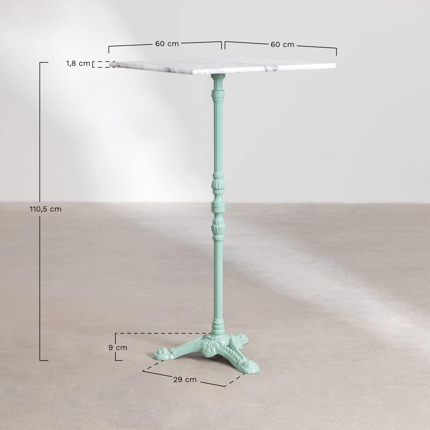 Sklum Moka tavolo bar alto quadrato 60x60 grigio marmo