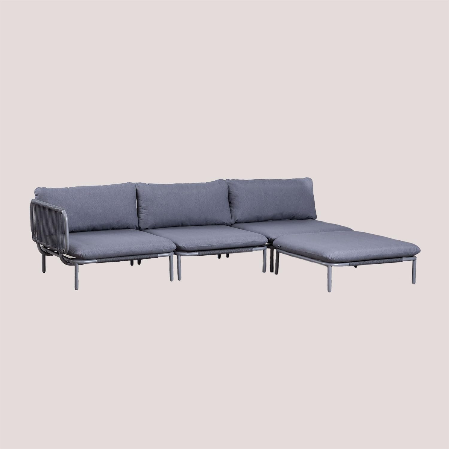 Sklum Roubly Style divano giardino angolare 3 pezzi grigio