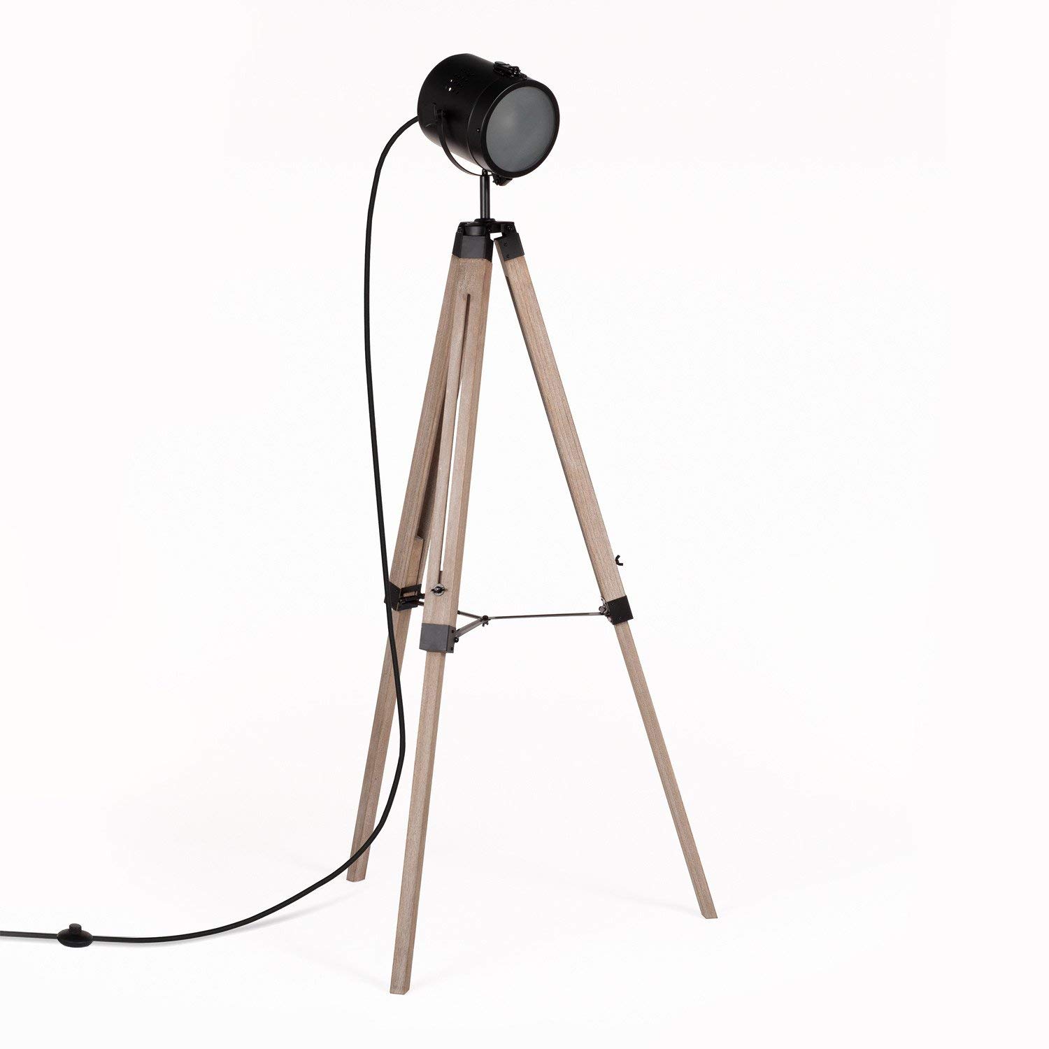 Sklum Zousc lampada da terra nero naturale in legno