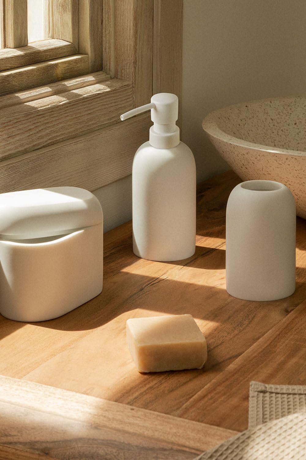 Sklum Veranne Set Bagno 3 Pezzi Bianco Resina