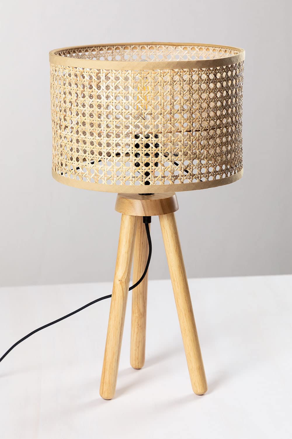 Sklum Serri lampada da tavolo rattan marrone naturale E27