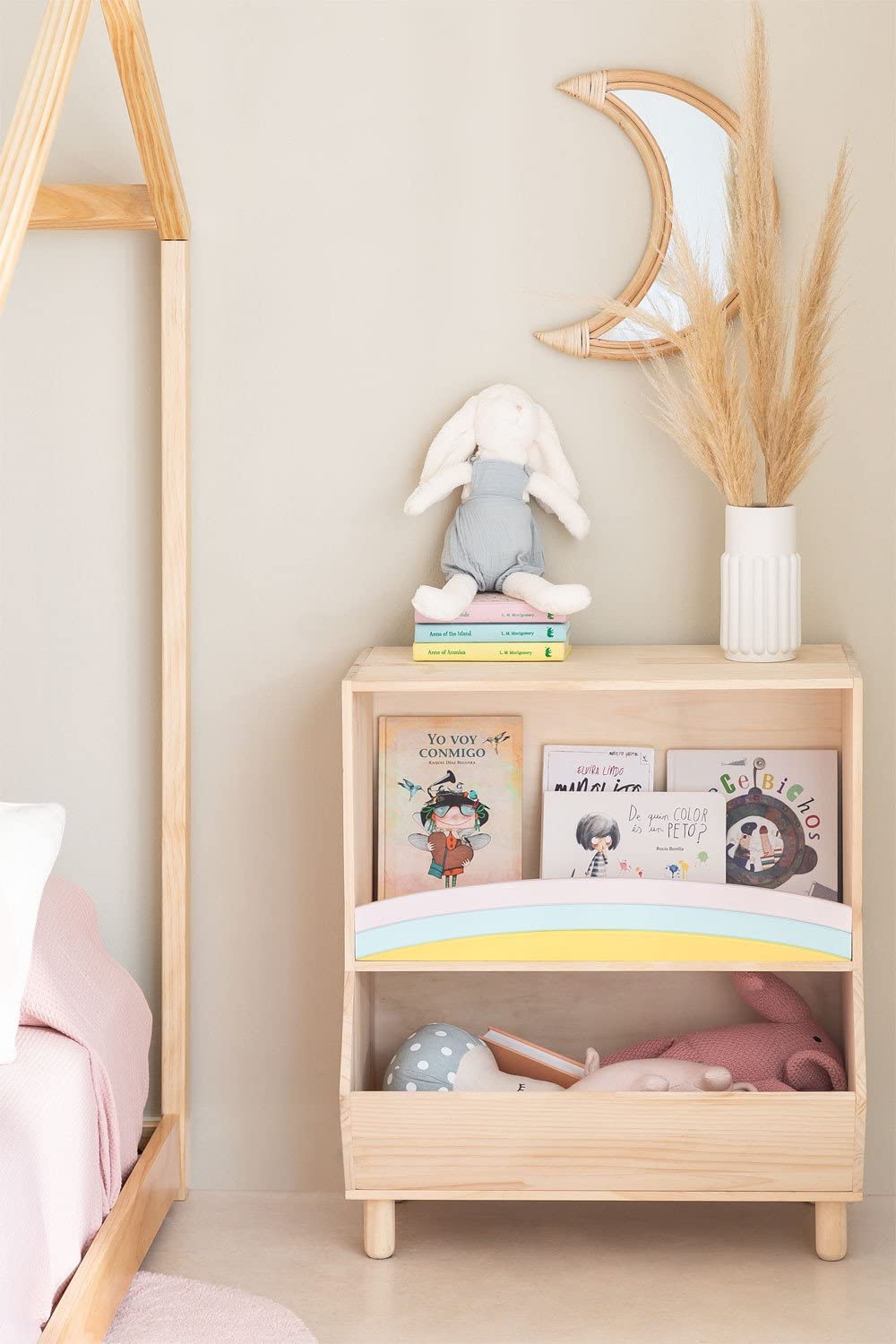 Sklum Rainbow Kids mobiletto legno pino 2 scomparti