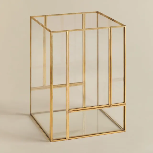 Sklum Gerson Portacandele in Vetro 19 cm Dorato