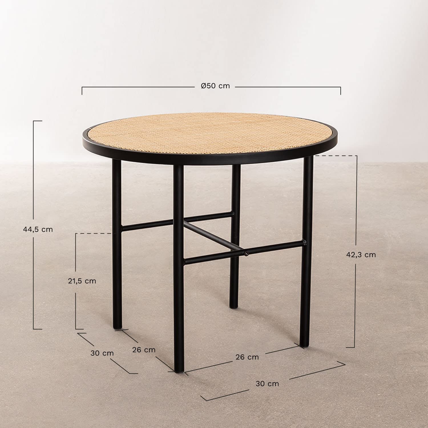 Sklum Daek Tavolino Rotondo Rattan Nero Ø50 cm