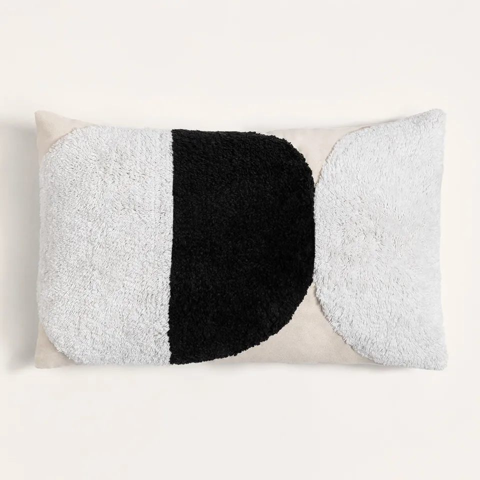 Sklum Lennor cuscino rettangolare cotone 30x50 cm bianco nero