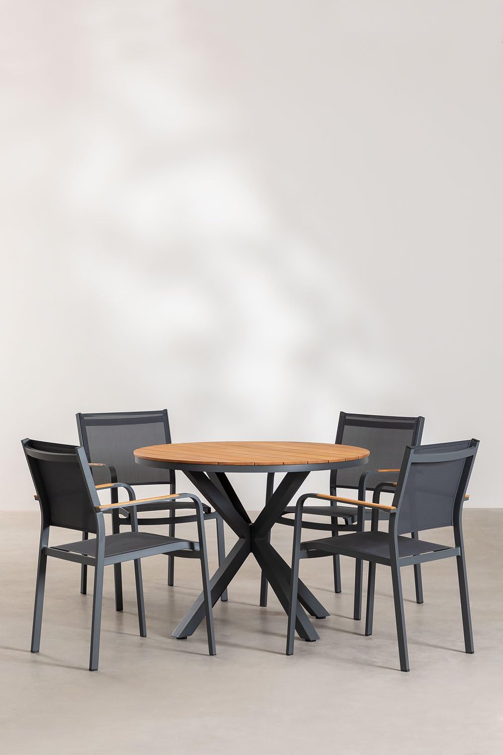 Sklum Archer set tavolo rotondo sedie giardino Ø100 4 posti legno