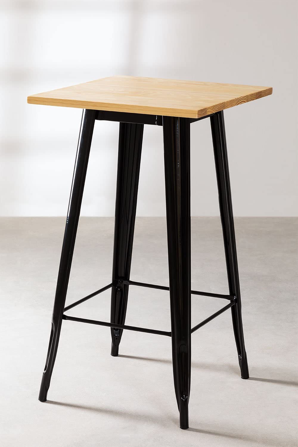 Sklum Lix tavolo alto 60x60 cm nero legno naturale