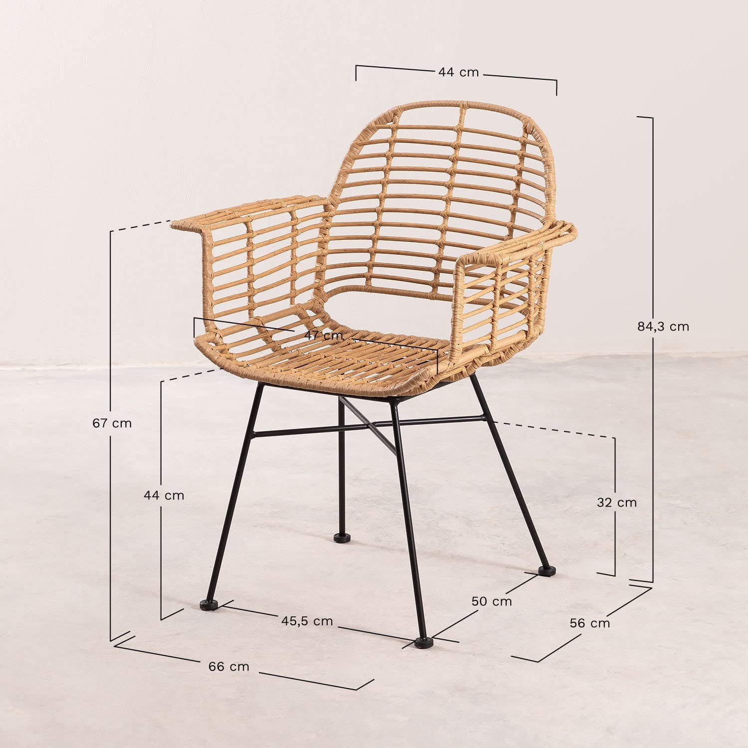 Sklum Mimbar Style Sedia da Pranzo Marrone in Rattan PE