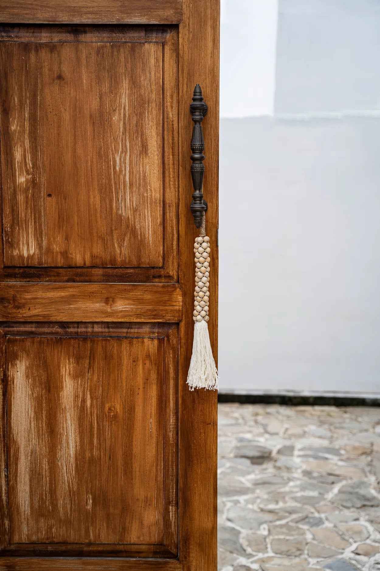 Bambua Wooden Beads nappa decorativa bianco naturale