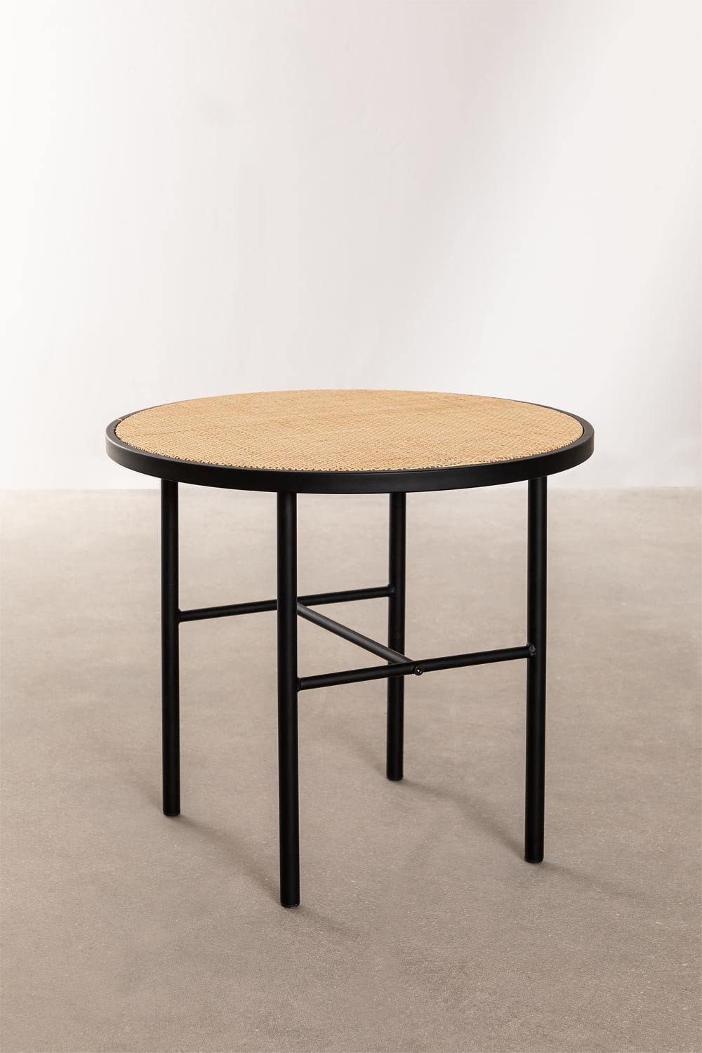 Sklum Daek Tavolino Rotondo Rattan Nero Ø50 cm
