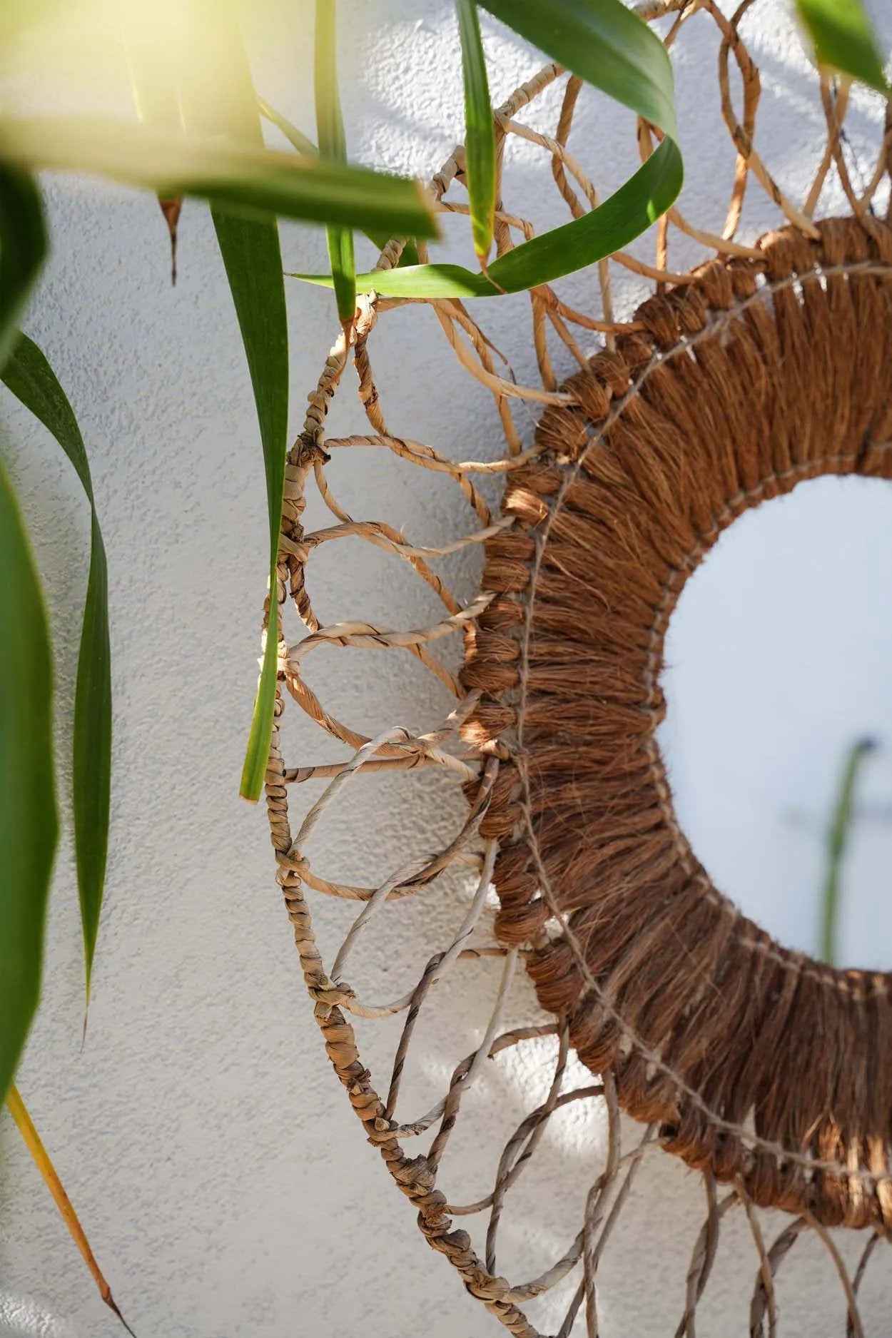 Bambua Montezuma specchio da parete naturale foglia di banana