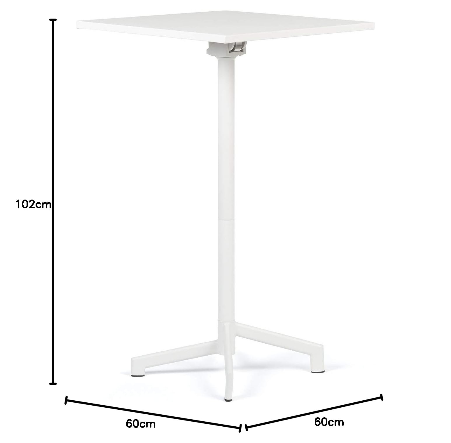 Sklum Dely Tavolo Bar Pieghevole 60x60 cm Bianco in Acciaio