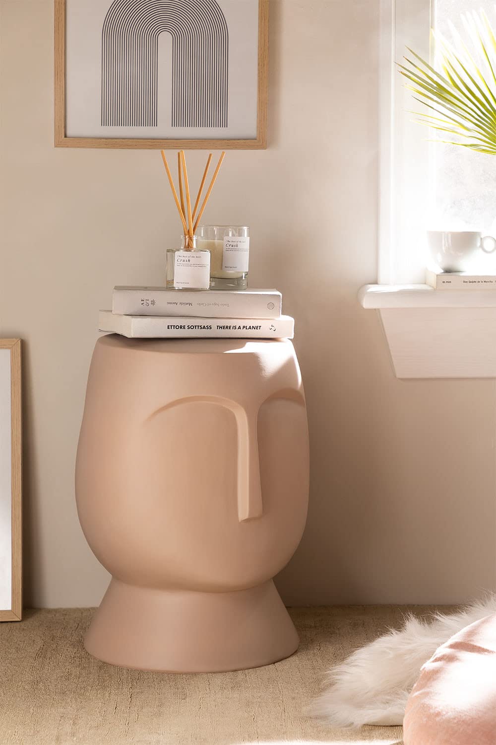 Sklum Otam Tavolino Rotondo in Ceramica Marrone Ø31 cm