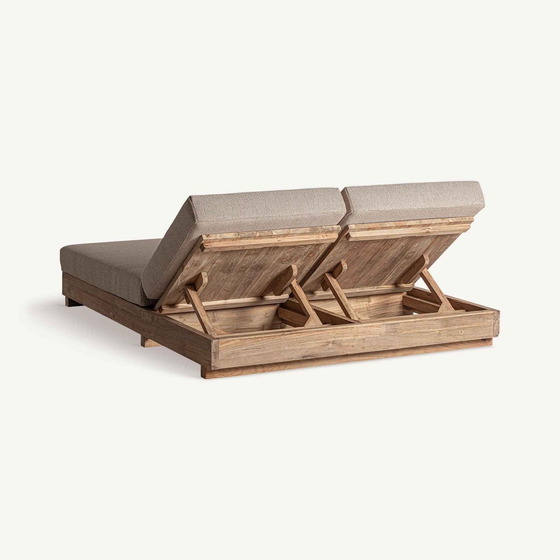 Bambua Pure lettino prendisole doppio teak beige