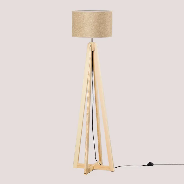 Sklum Bayah lampada da terra marrone in legno e tessuto