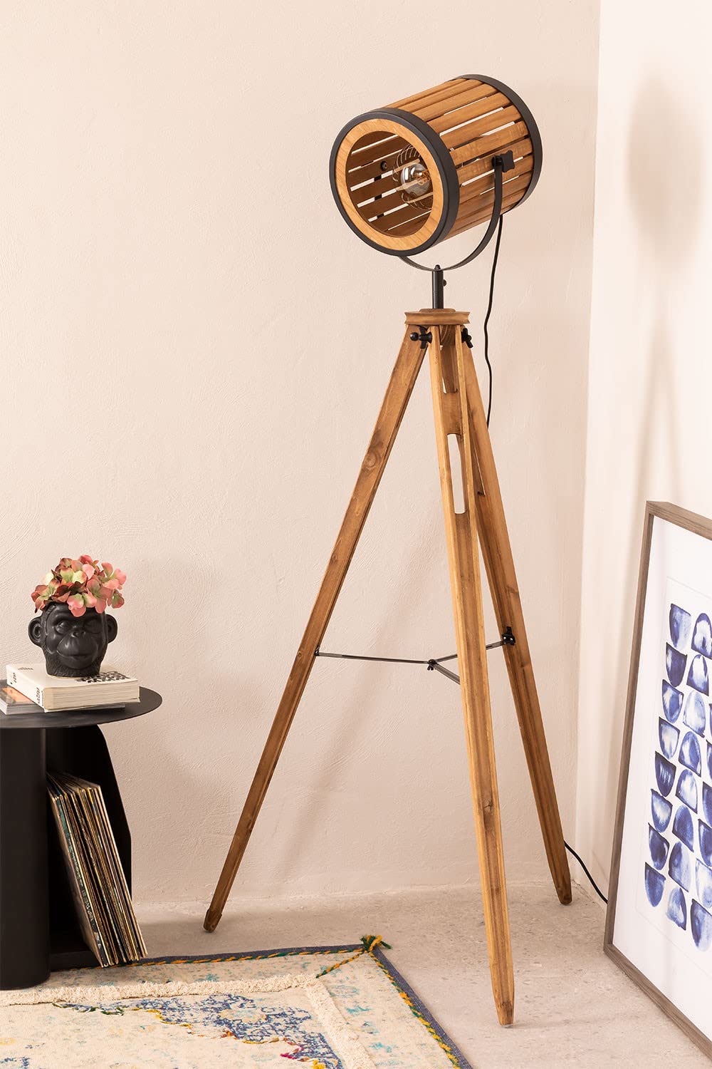 Sklum Bamb lampada da terra treppiede black natural 160 cm
