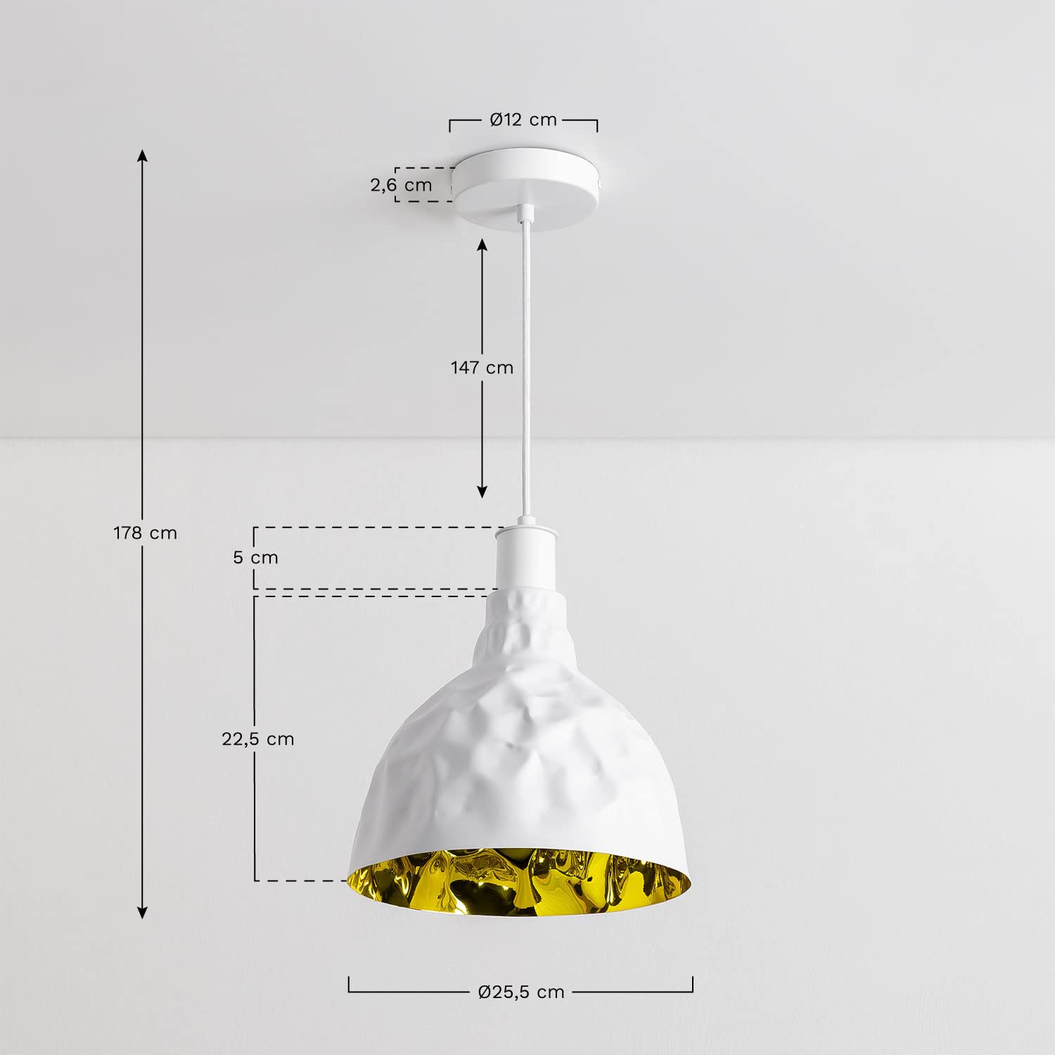 Sklum Dome lampadario bianco Ø25,5 cm interni oro