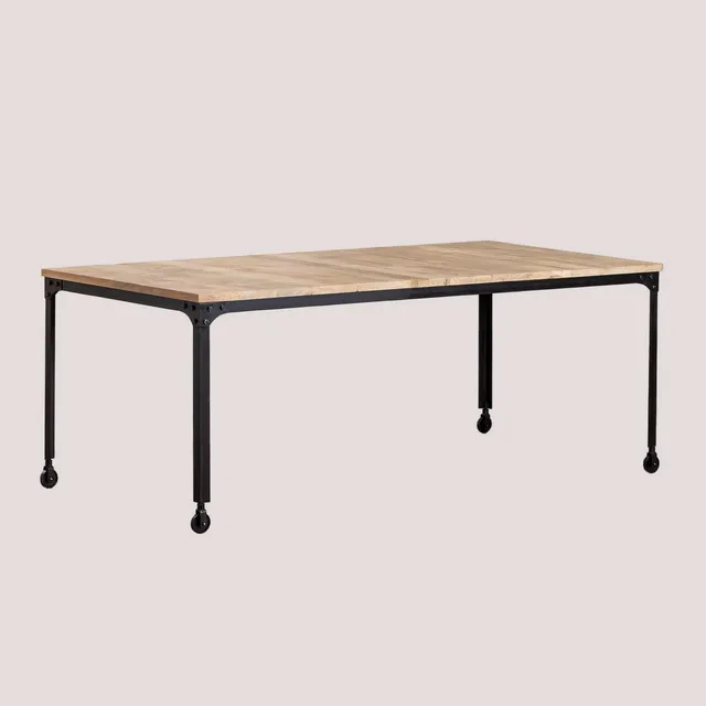 Sklum Nika tavolo pranzo 200x100 cm legno riciclato con ruote