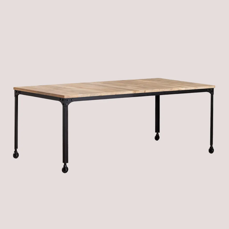 Sklum Nika tavolo pranzo 200x100 cm legno riciclato con ruote