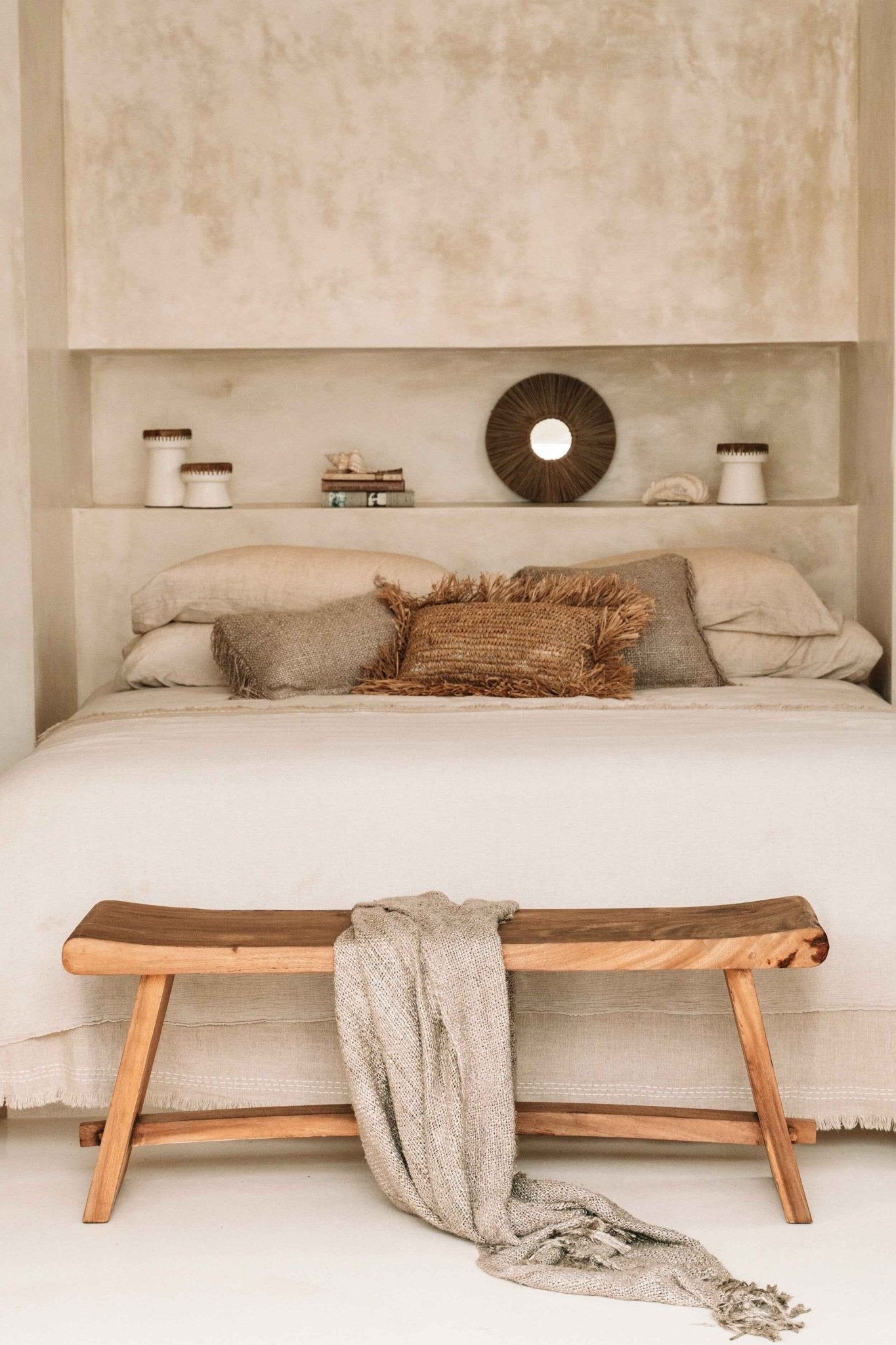 Bambua s'il vous Plaid coperta beige in cotone