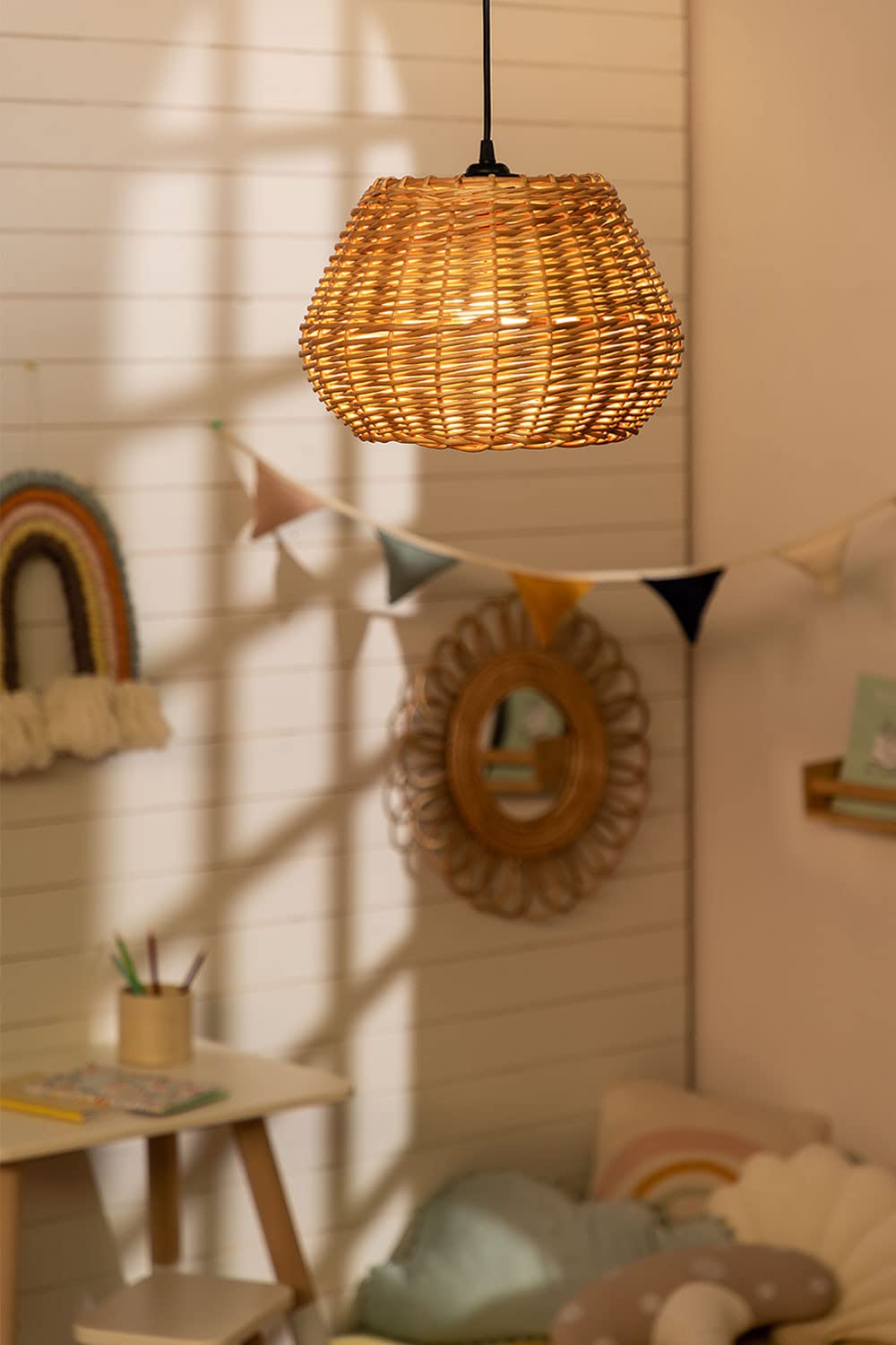 Sklum Yuba lampada a soffitto bambini rattan naturale