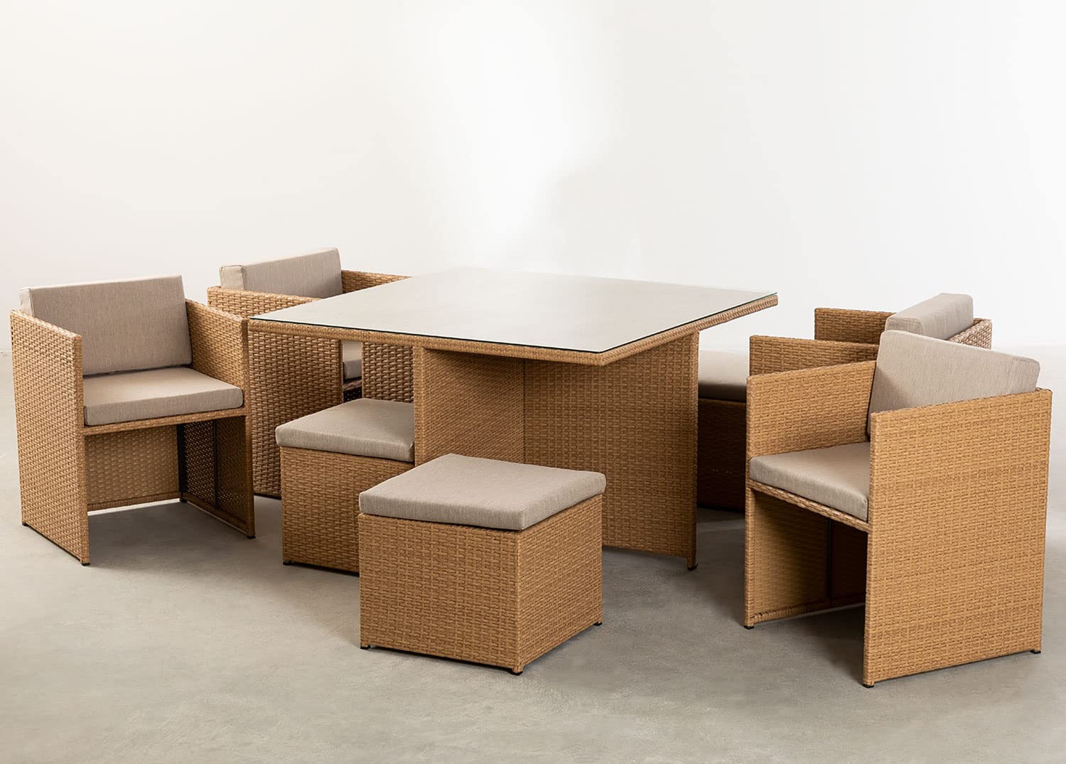 Sklum Piter Set Giardino Modulare Marrone Naturale Rattan