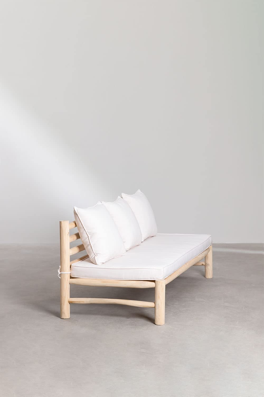 Sklum Nabila divano 3 posti in teak e tessuto sfoderabile 180 cm