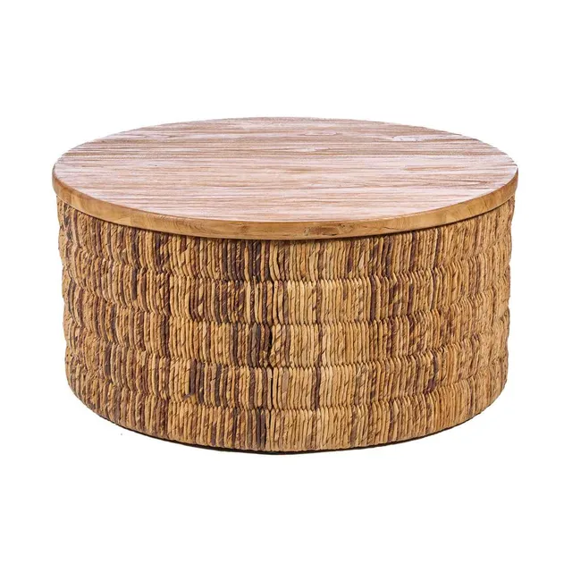 Bambua Abaca Round Natural Magani tavolino teak naturale