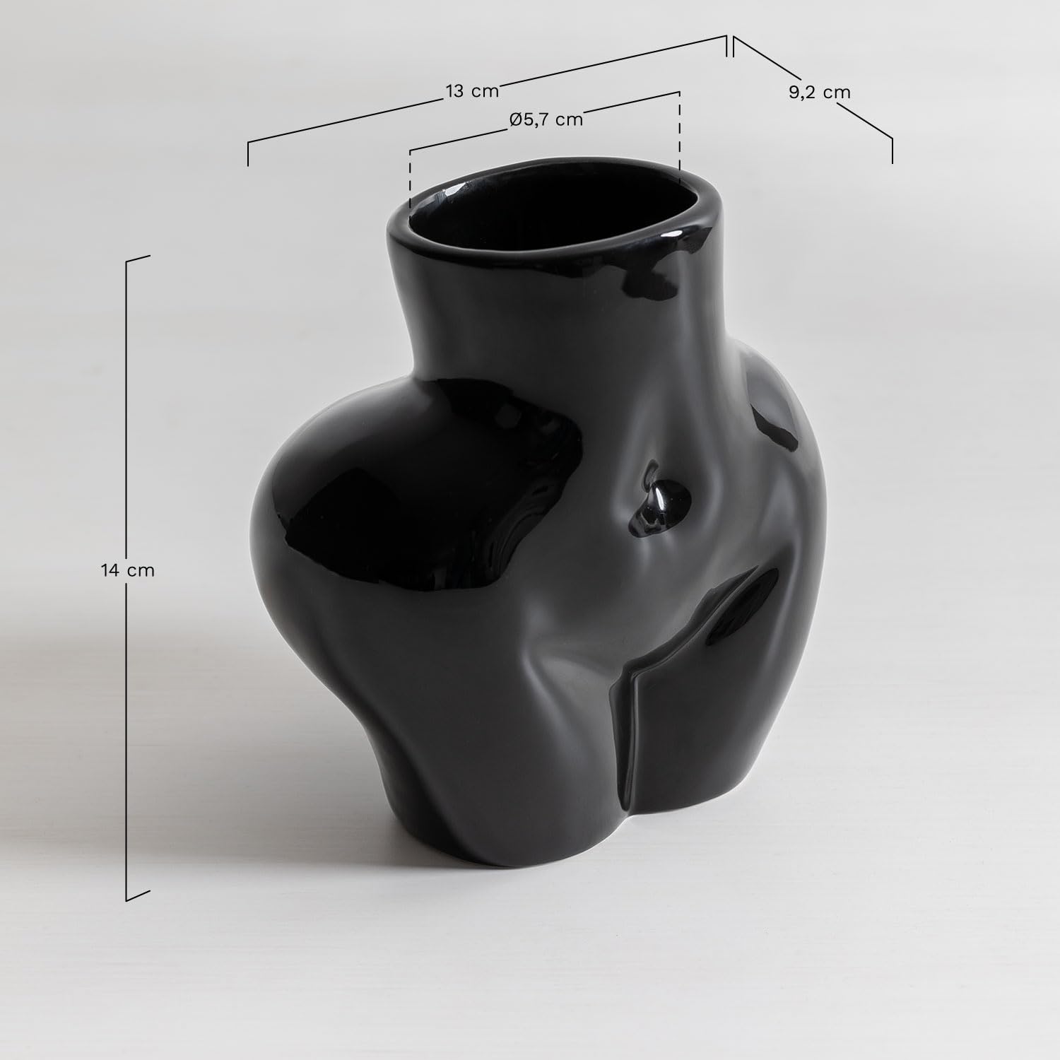 Sklum Isabela Vaso in Ceramica Nero Decorativo