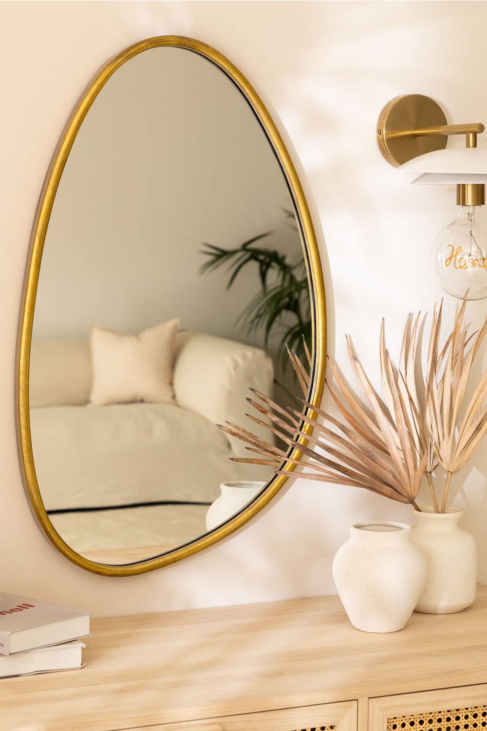 Sklum Flora specchio parete 80x50 cm cornice oro