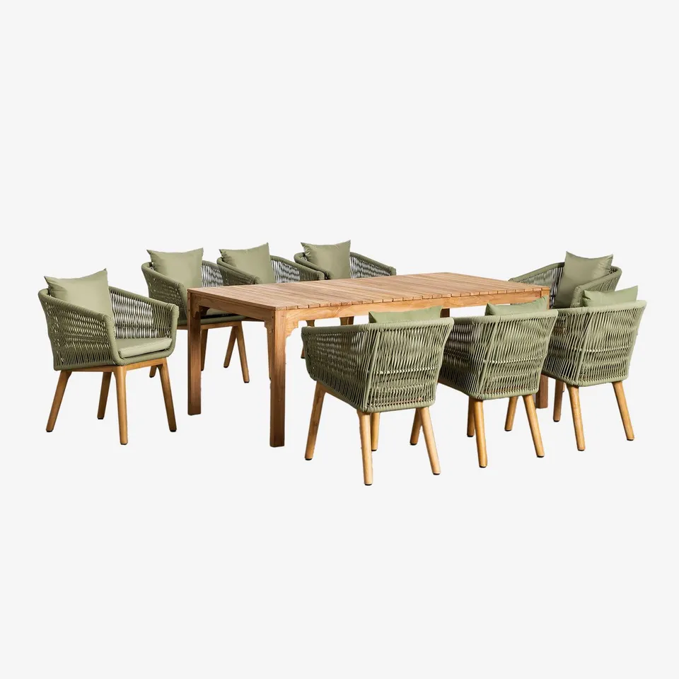 Sklum Donal Barker set tavolo pranzo 200x100 8 sedie teak
