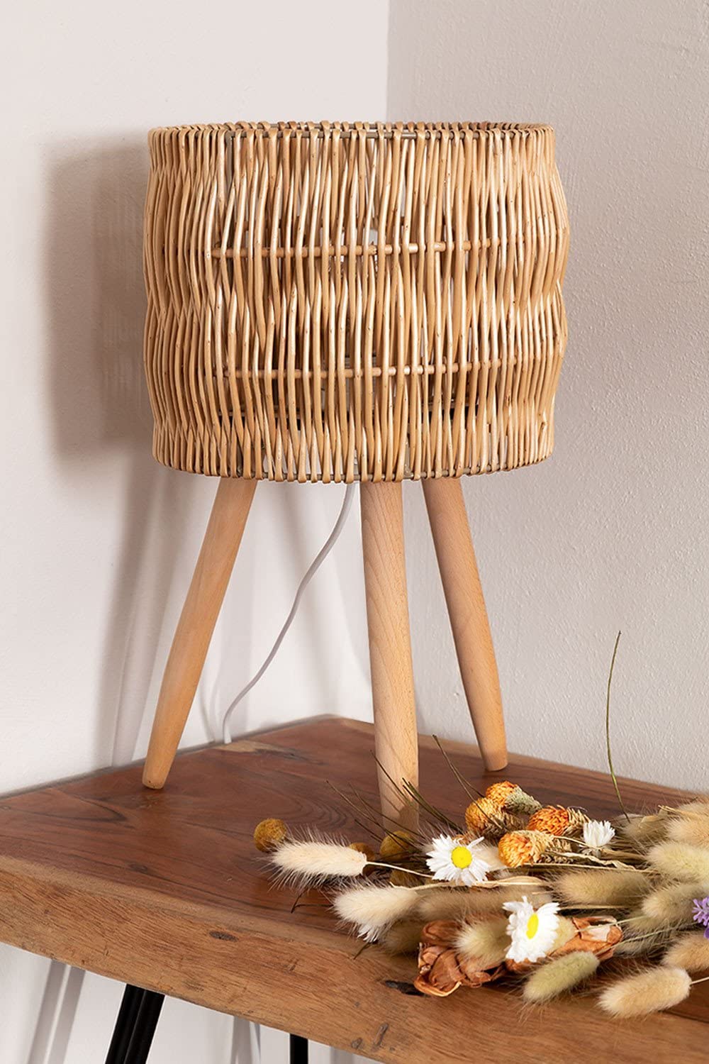 Sklum Mylton lampada da tavolo 41,5 cm vimini naturale
