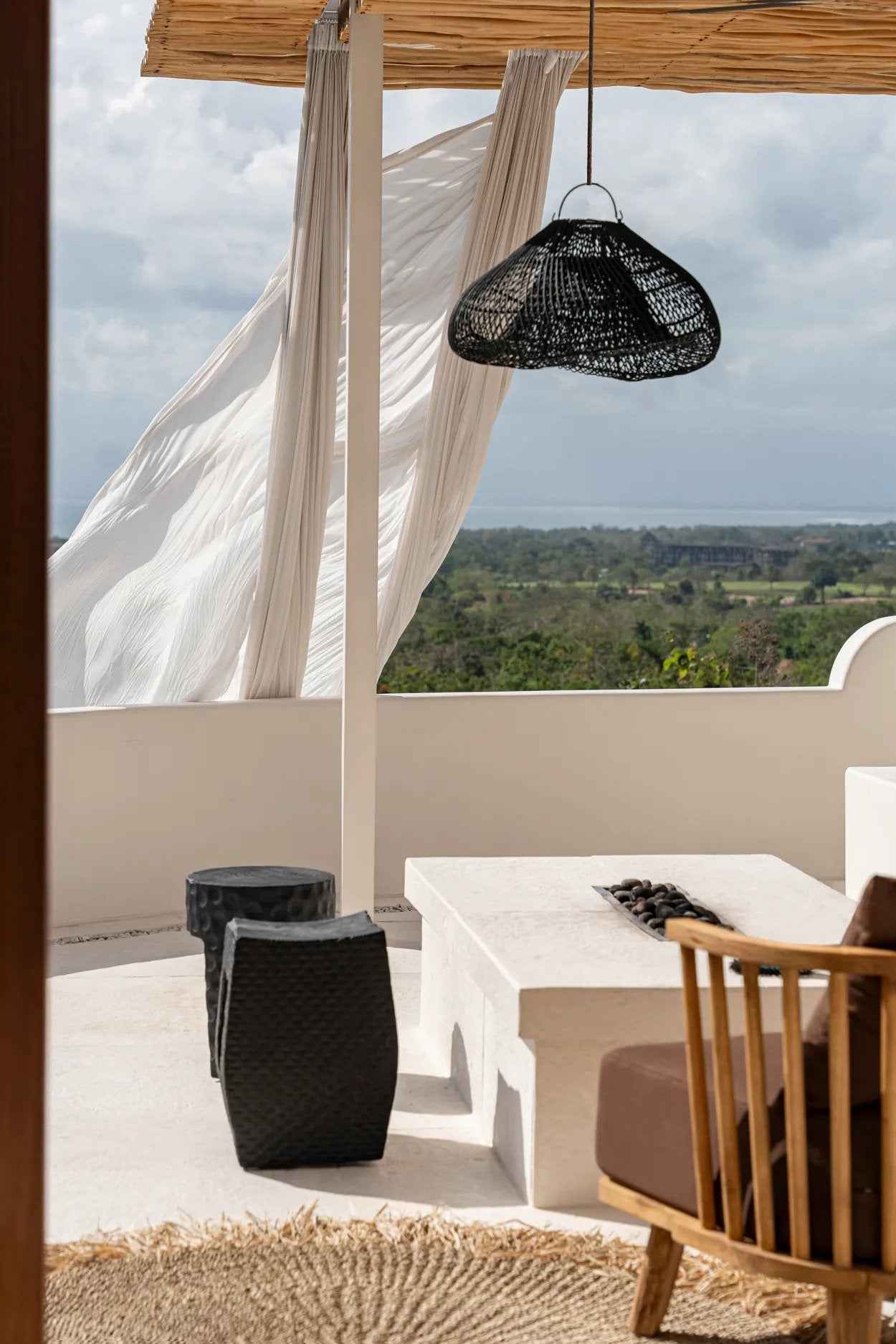 Bambua Cloud lampadario rattan nero M