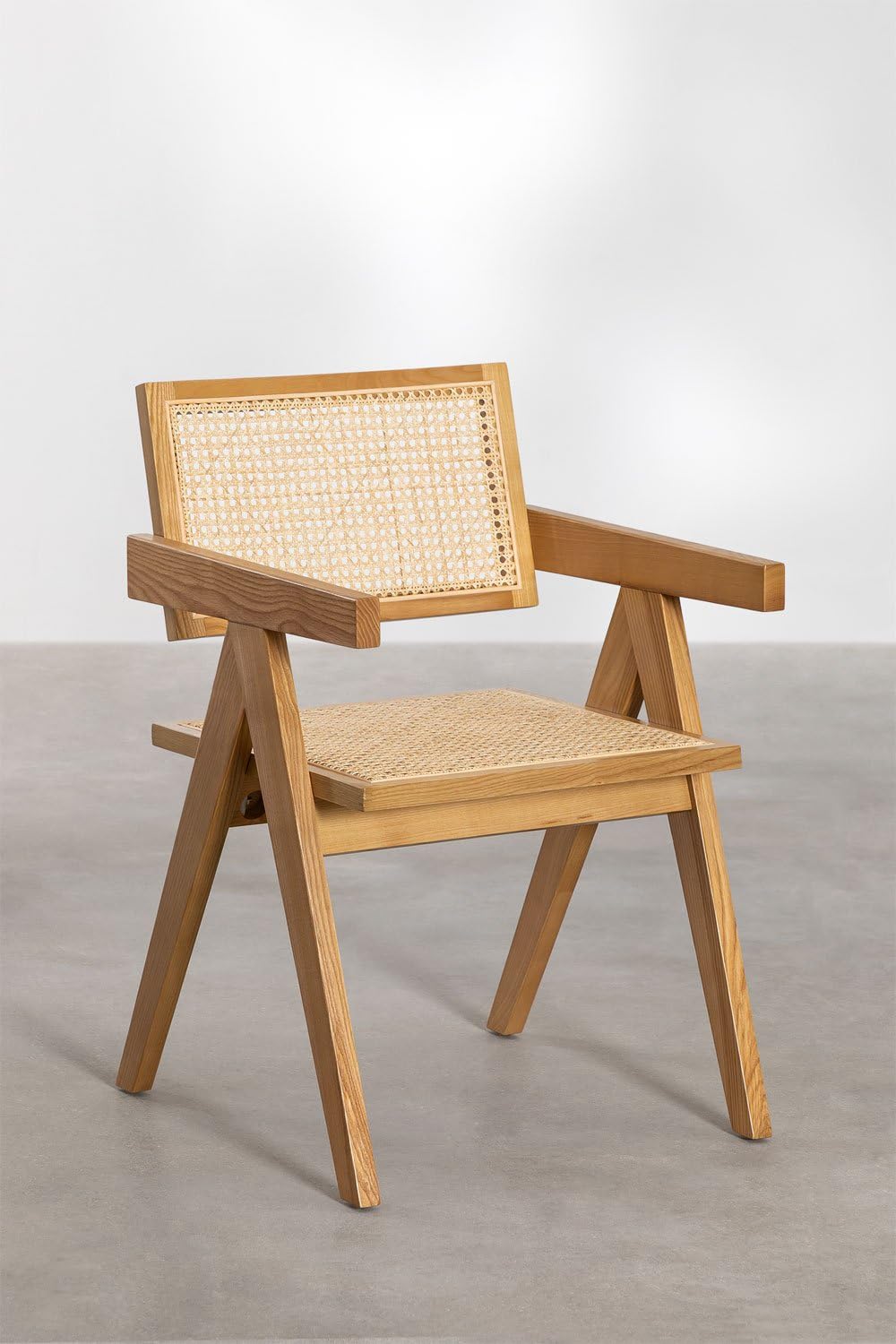 Sklum Lali sedia pranzo frassino rattan con braccioli