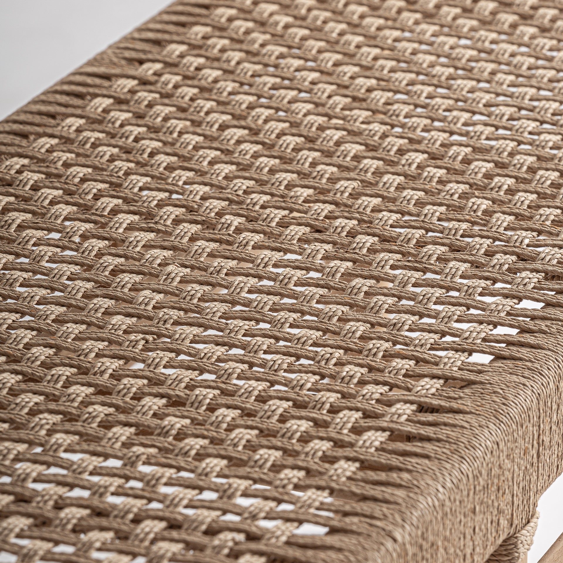 Bambua Caen Bench panca in teak e seagrass