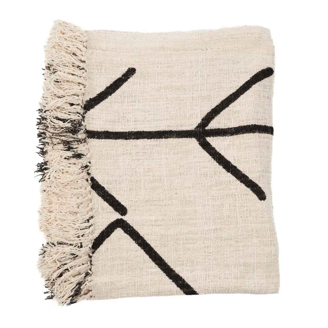 Bambua Evil Eye plaid cotone nero naturale letto