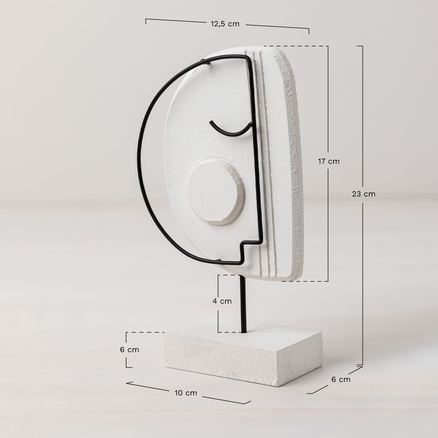 Sklum Adara Figura Decorativa Bianco Nero MDF Viso