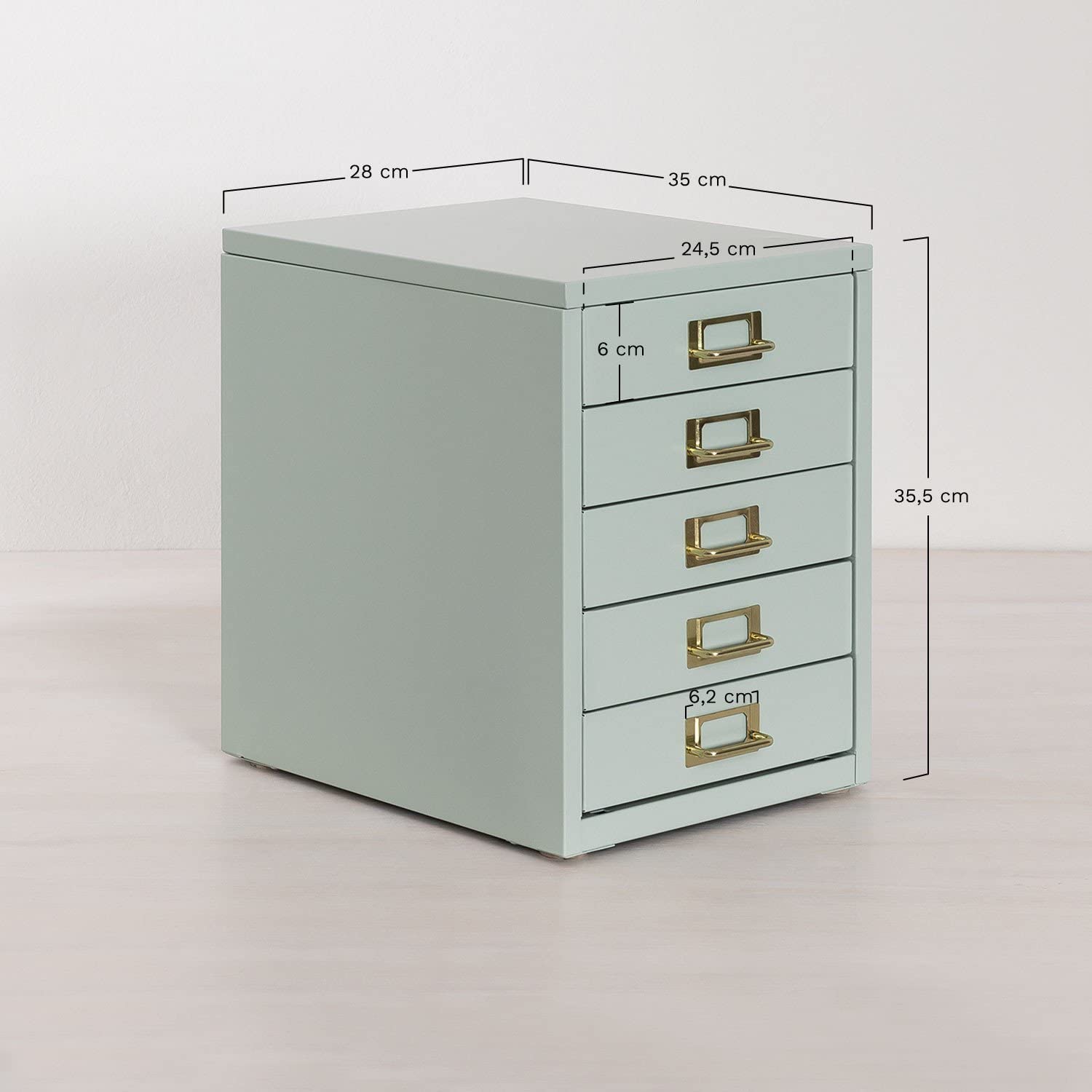 Sklum Kazuo Schedario da Tavolo in Metallo Celadon 5 Cassetti