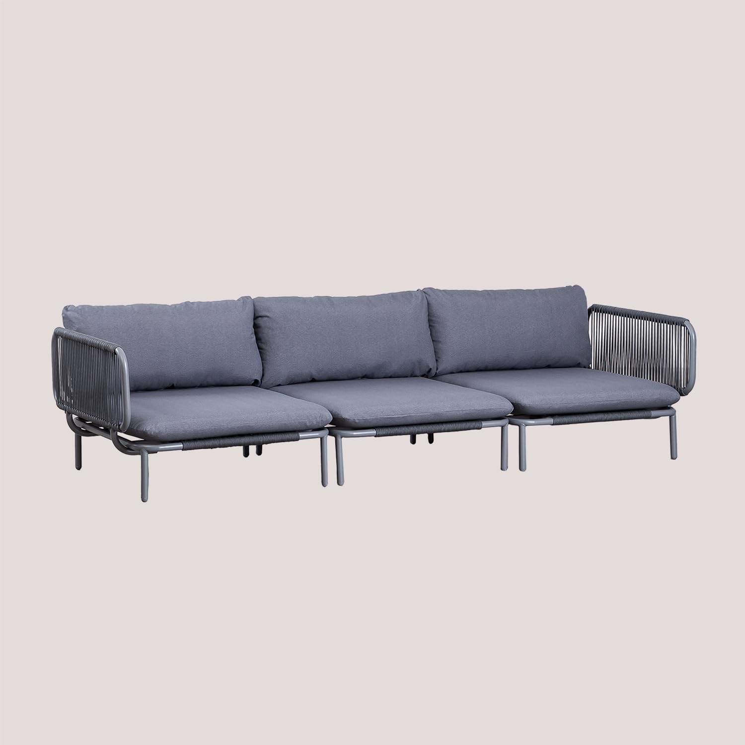Sklum Roubly Style divano giardino modulare 3 pezzi grigio