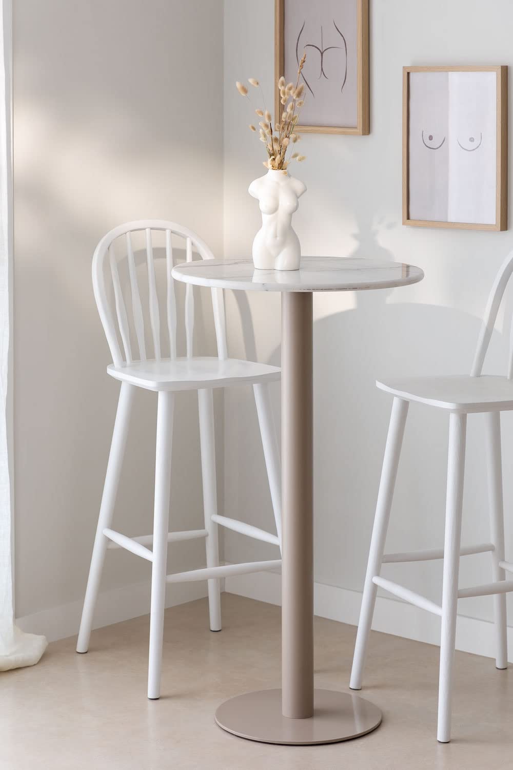Sklum Chack Colours tavolo bar alto rotondo marmo blu nebbia