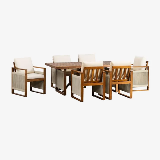 Sklum Nayely 200x100 set tavolo sedie giardino 6 sedie acacia