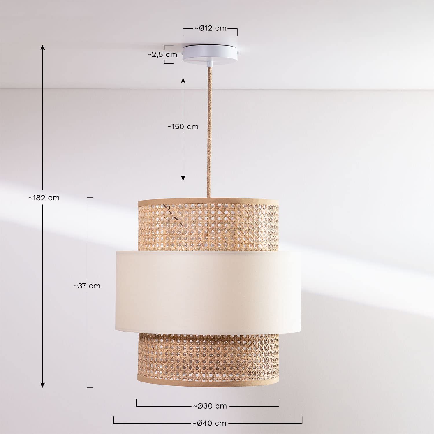 Sklum Satu plafoniera rattan nera Ø40 cm
