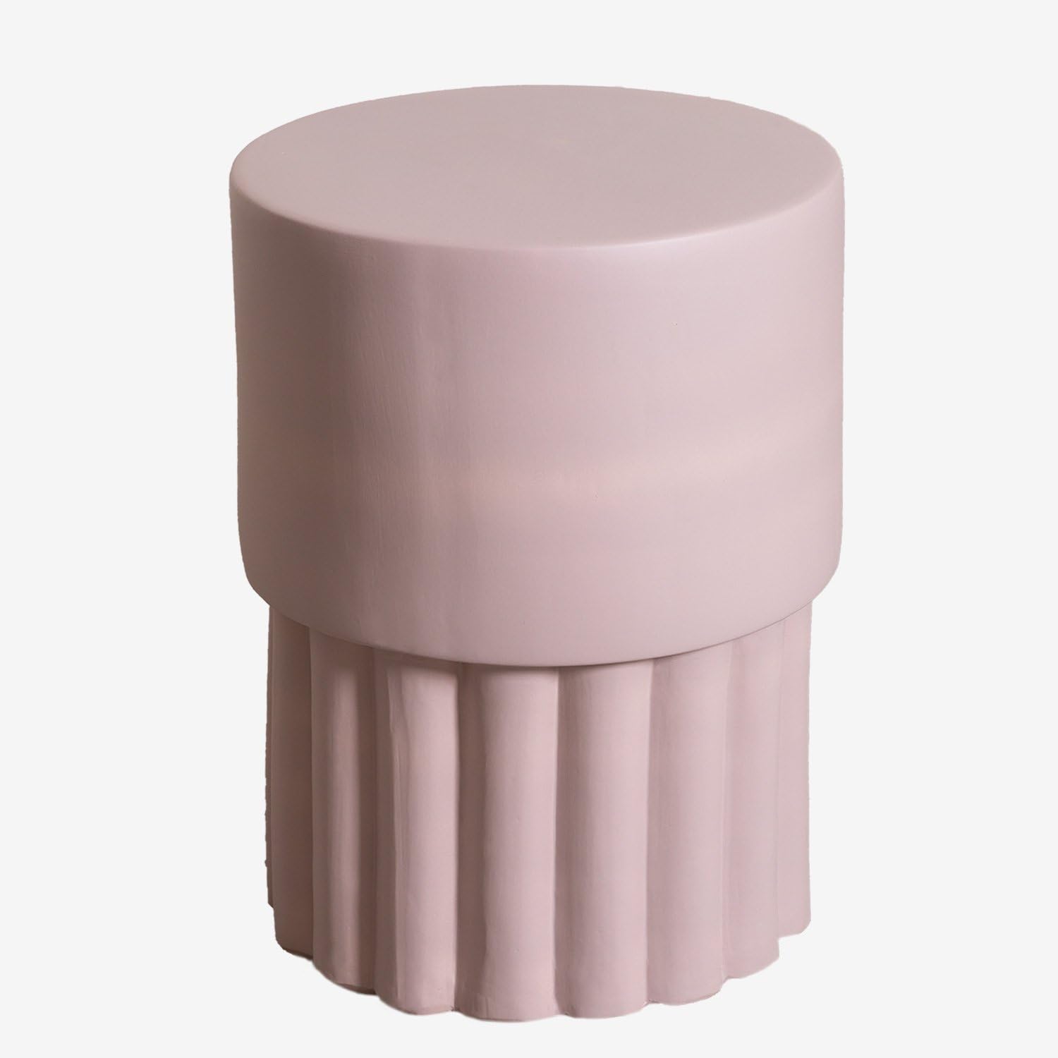 Sklum Luba Tavolino Rotondo in Ceramica Rosa Nocciola Ø33,5